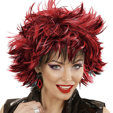 Czarno-czerwona peruka