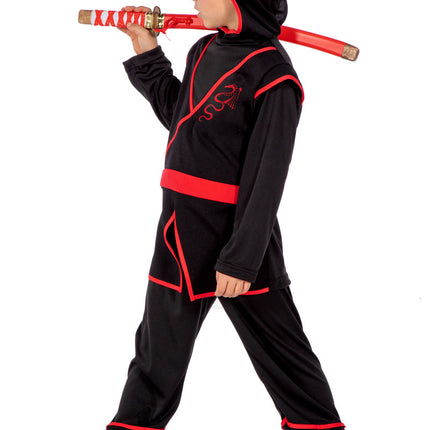 Kostium Ninja Czerwony Czarny Chłopiec