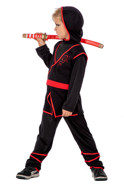 Kostium Ninja Czerwony Czarny Chłopiec