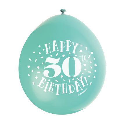 Balony Happy Birthday 50 lat 28cm 10szt