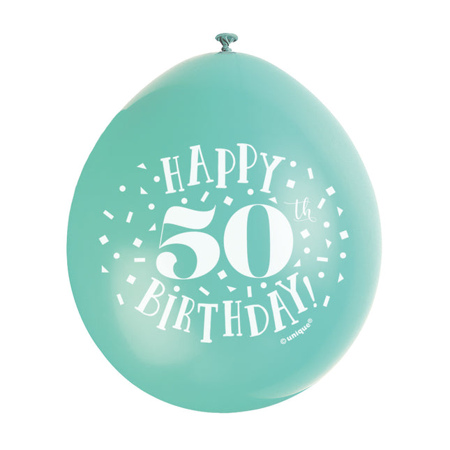 Balony Happy Birthday 50 lat 28cm 10szt
