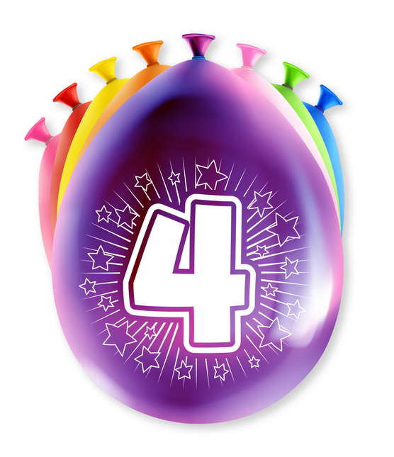 Balony 4 lata hurra 30cm 8szt