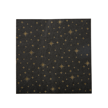 Serwetki Gold Stars Black 17cm 16szt
