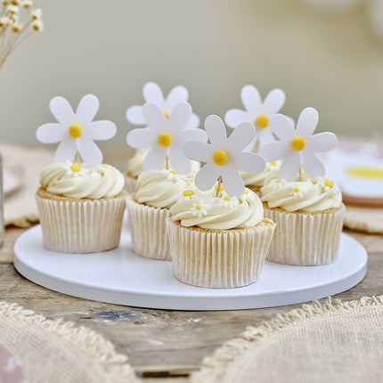 Baby Shower Cupcake Toppers Stokrotki 12szt
