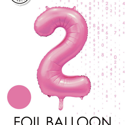 Różowy balon z figurką 2 lata, połysk 86 cm