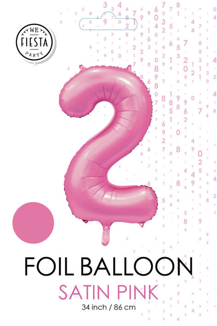 Różowy balon z figurką 2 lata, połysk 86 cm