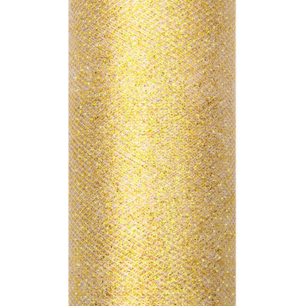 Złoty tiul w rolce z brokatem 15cm 9m