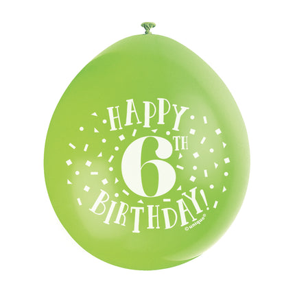 Balony Happy Birthday 6 lat 28cm 10szt