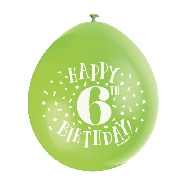 Balony Happy Birthday 6 lat 28cm 10szt