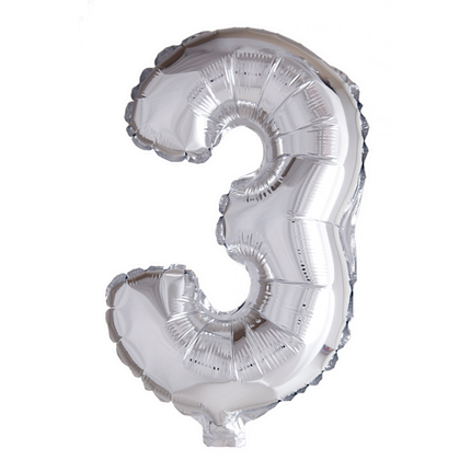 Balon foliowy Figurka 3 Srebrny 41 cm ze słomką