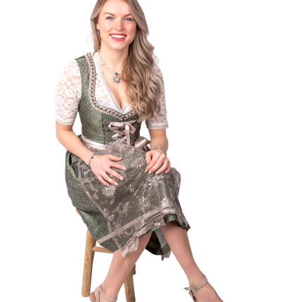 Różowy Biały Kremowy Dirndl Sukienka Oktoberfest Ladies Jaquard Grey
