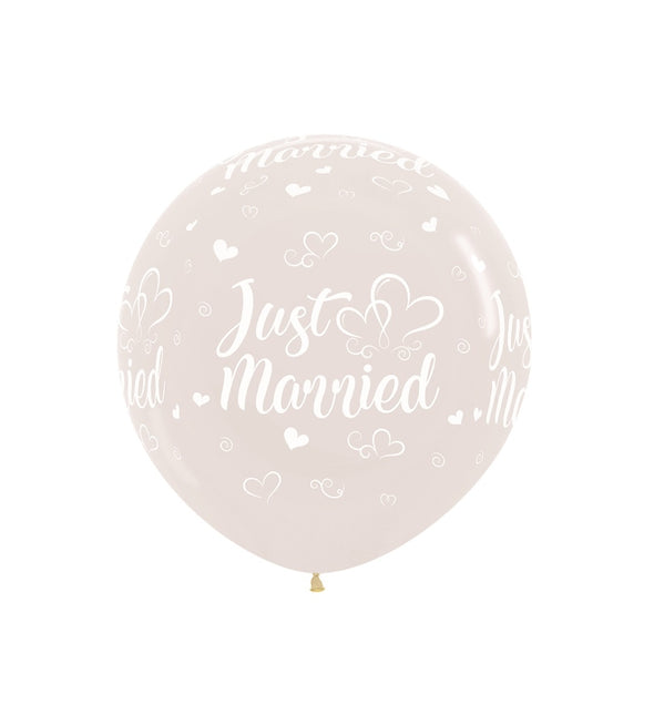 Balony Just Married Hearts Crystal Clear 61cm 3szt.