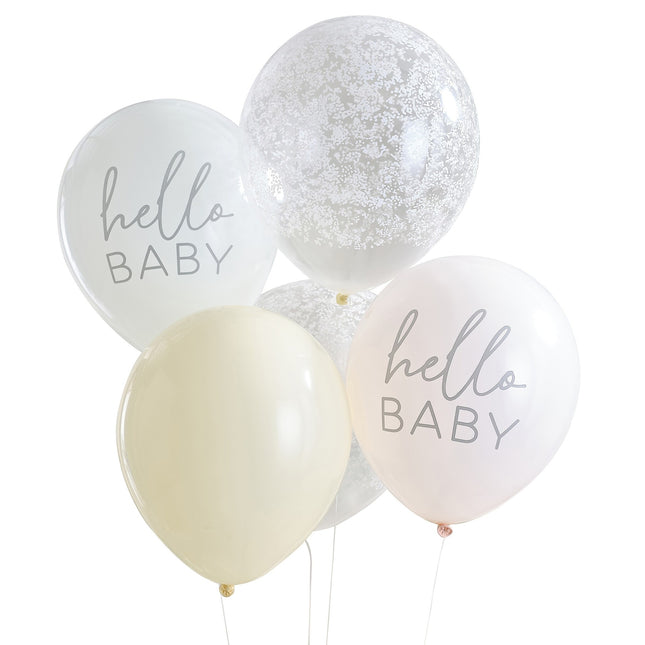 Balony na baby shower Hello Baby 5szt