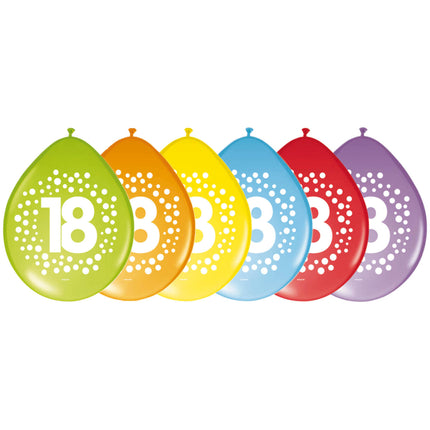 Balony 18 lat Kropki 30cm 8szt