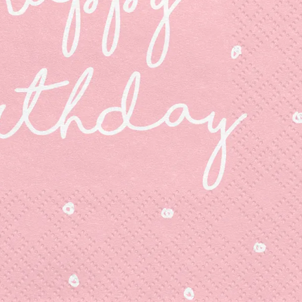 Serwetki Happy Birthday różowe 33cm 20szt