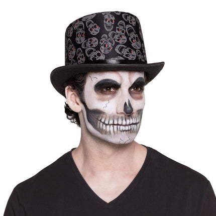 Halloweenowy kapelusz czaszki czarny