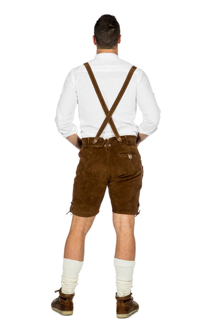 Brązowe Lederhose Męskie Krótkie