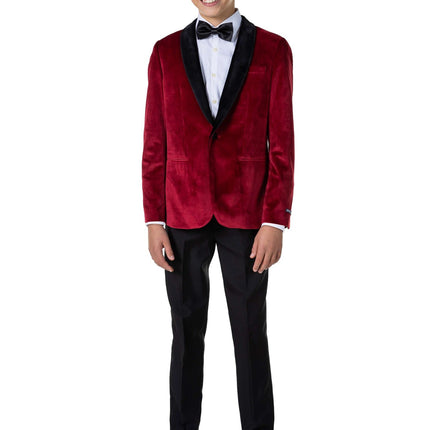 Bordeaux Red Velvet Blazer Boy Teen <tc>OppoSuits</tc>