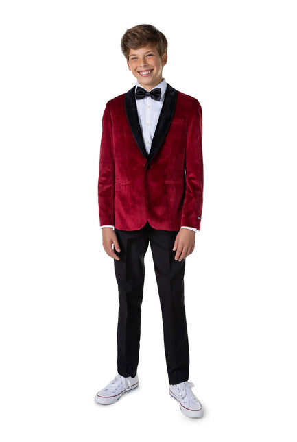 Bordeaux Red Velvet Blazer Boy Teen <tc>OppoSuits</tc>