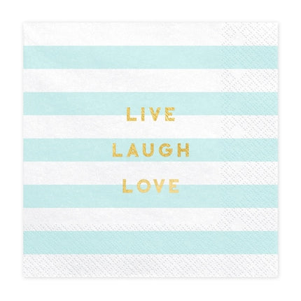 Jasnoniebieskie serwetki Live Laugh Love 33cm 20szt