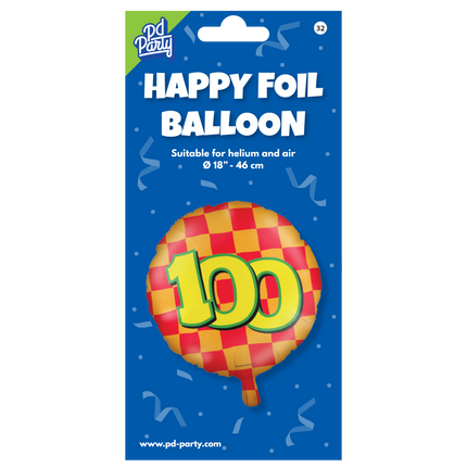 Balon helowy 100 lat kolorowy pusty 46cm