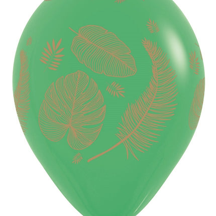 Balony Tropical Leaves Mix Gold Print 30cm 25szt