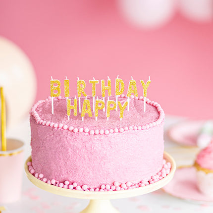 Świeczki Happy Birthday Gold 2,5cm 13szt