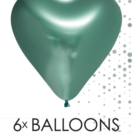 Balony serca zielone 30cm 6szt