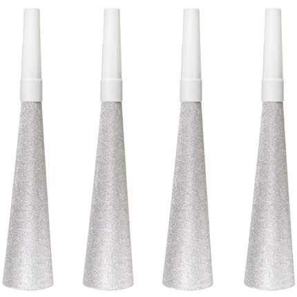 Rogi imprezowe srebrne 19cm 4szt