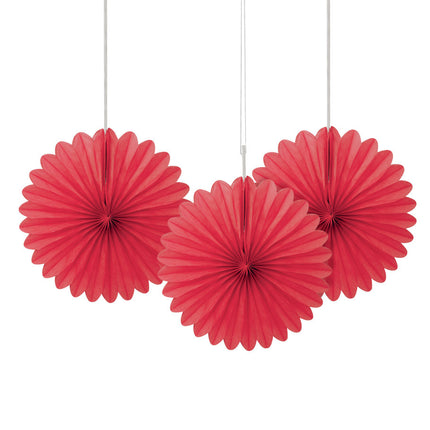 Wachlarze papierowe czerwone 15cm 3szt
