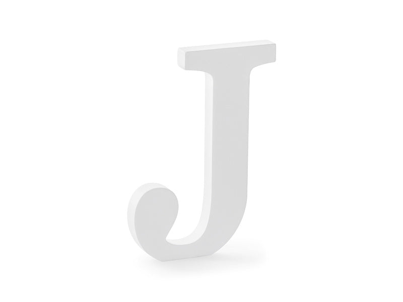 Biała litera J Drewno 20 cm
