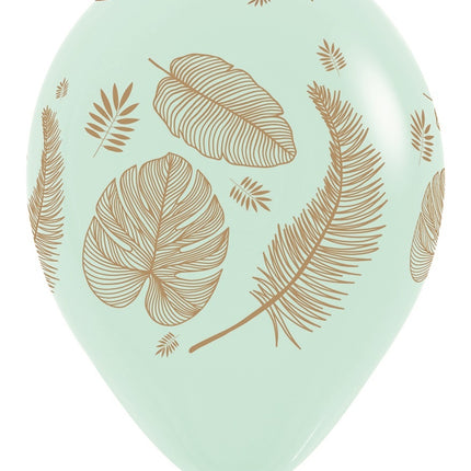 Balony Tropical Leaves Mix Gold Print 30cm 25szt