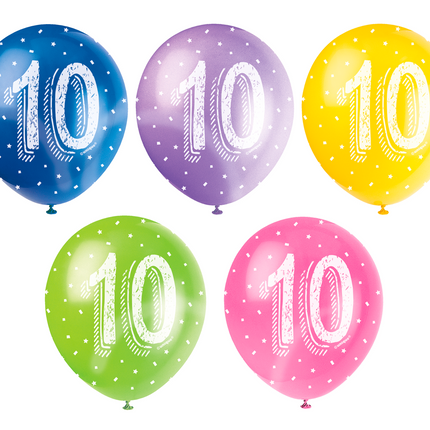 Balony na 10 lat Konfetti 30cm 5szt
