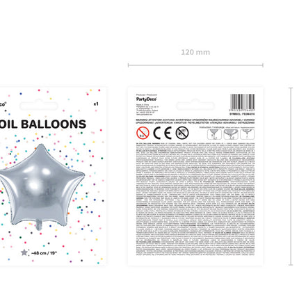 Balon helowy gwiazda srebrny pusty 48 cm
