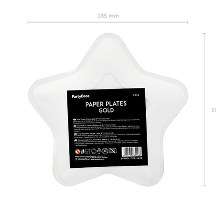 Złote talerze Gwiazda 18cm 6szt