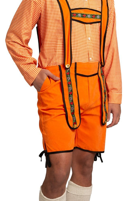 Pomarańczowe spodenki męskie Lederhosen Johann Short