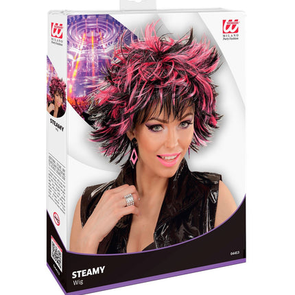 Peruka Rocker Czarny Różowy