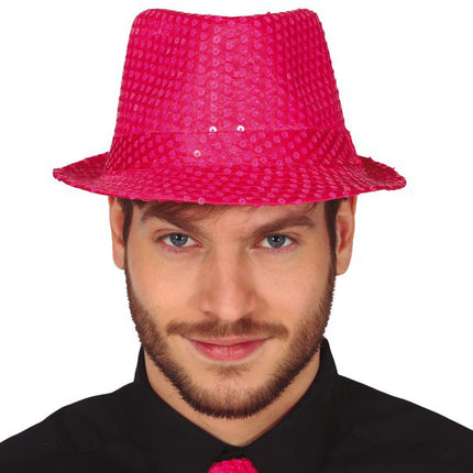 Paillette Hat Neon Pink