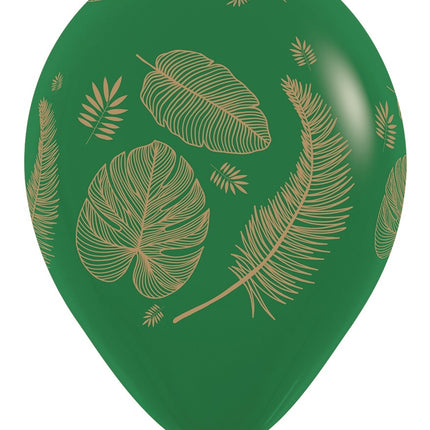 Balony Tropical Leaves Mix Gold Print 30cm 25szt