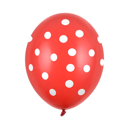 Balony czerwone białe kropki 30cm 6szt