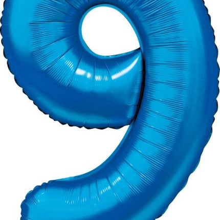 Niebieski balon z figurką 9 lat, połysk 86 cm