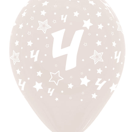 Balony Numer 4 Crystal Clear 30cm 25szt