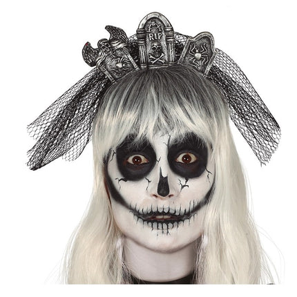 Opaska do włosów na Halloween Kamienie nagrobne Welon