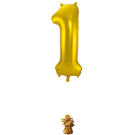 Balon foliowy figura 1 złoty metaliczny XL 86 cm pusty