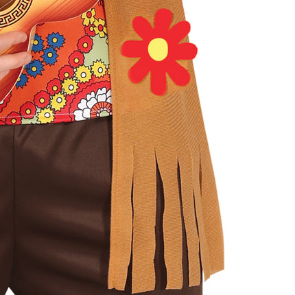 Męski kostium hippie 60S z brązową kamizelką