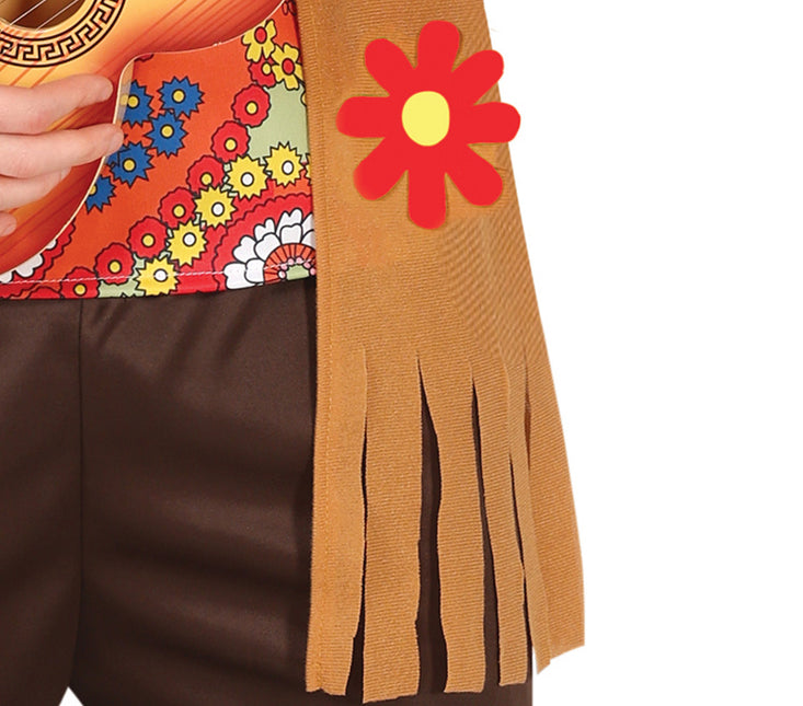 Męski kostium hippie 60S z brązową kamizelką