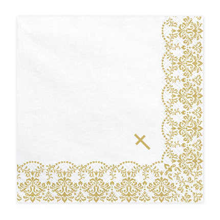 Serwetki komunijne Cross Gold 33cm 20szt