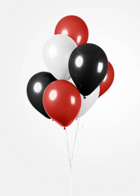 Balony czerwone białe czarne 30cm 10szt