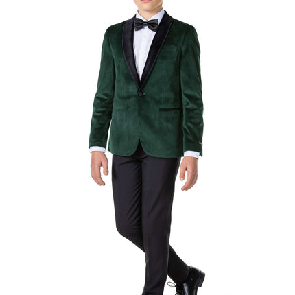Ciemnozielona aksamitna marynarka chłopięca dla nastolatków <tc>OppoSuits</tc>