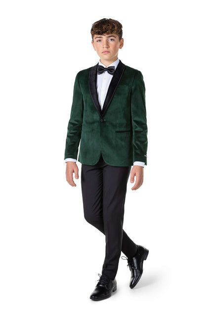 Ciemnozielona aksamitna marynarka chłopięca dla nastolatków <tc>OppoSuits</tc>